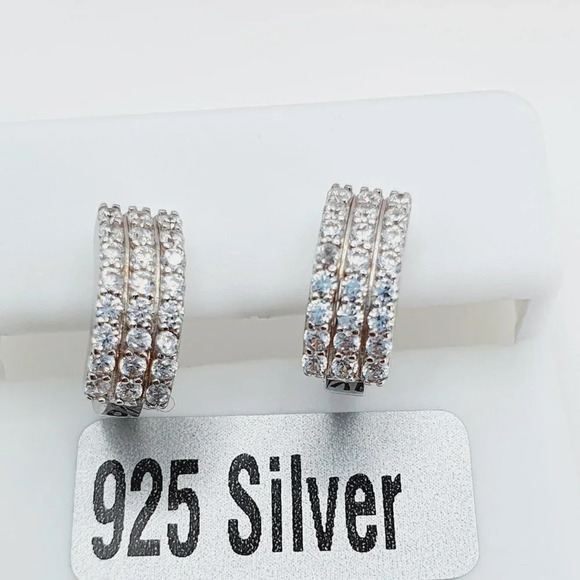 "925 Sterling Silver Cubic Zirconia Earrings, U19254657 - Picture 10 of 11
